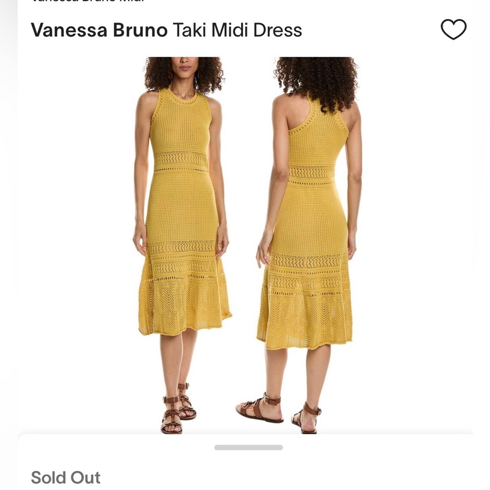 Vanessa Bruno Taki midi crochet dress in yellow - size medium.